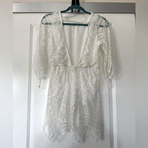 Angel Biba white romper with lace detail